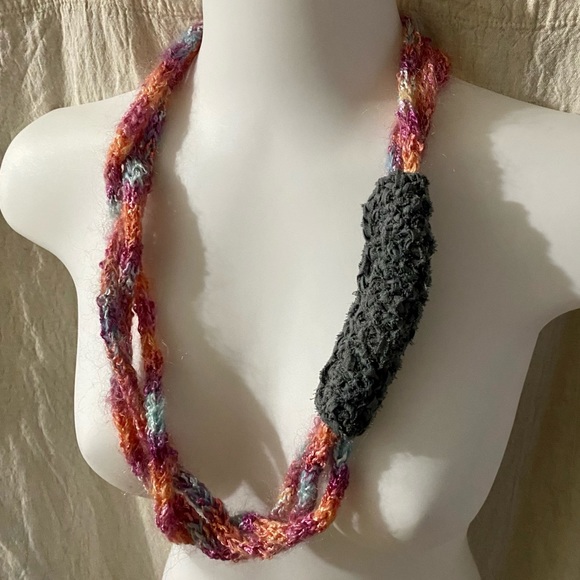 Hand Crafted Jewelry - Boho Pastel Rainbow Boho Knitted Rope Necklace - NWT